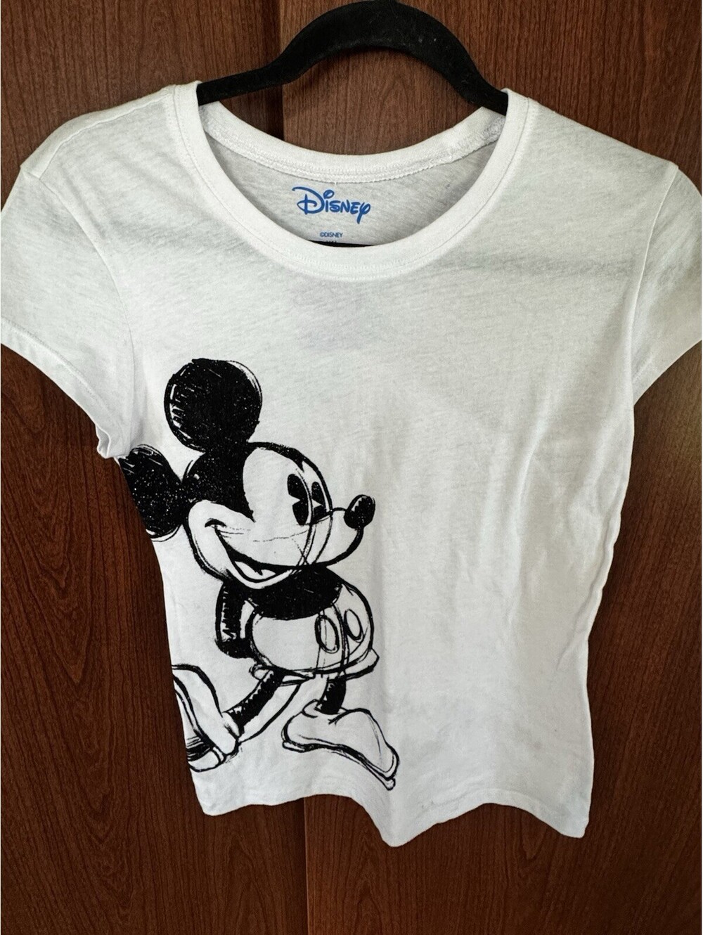 Disney Mickey Mouse Womens M 7/9 White Graphic T Shirt Jerry Leigh